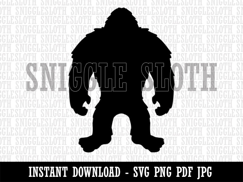 Hairy Bigfoot Sasquatch Standing Silhouette Clipart Digital Download SVG  PNG JPG PDF Cut Files